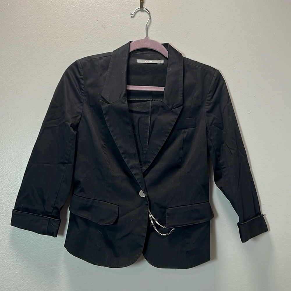 Corporate Goth - Vintage Etam Black Women's Blazer w/ Chain